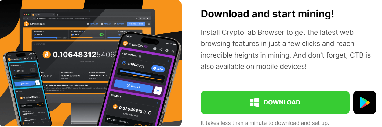 CryptoTab Browser — Lightweight Passive Bitcoin Mining via Browser
