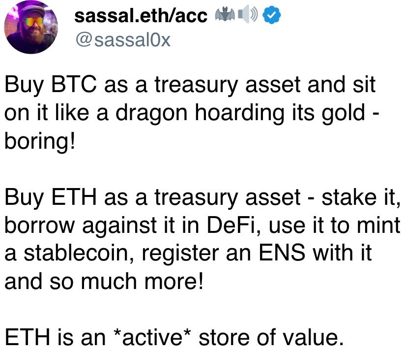 ETH is an *active* store of value.