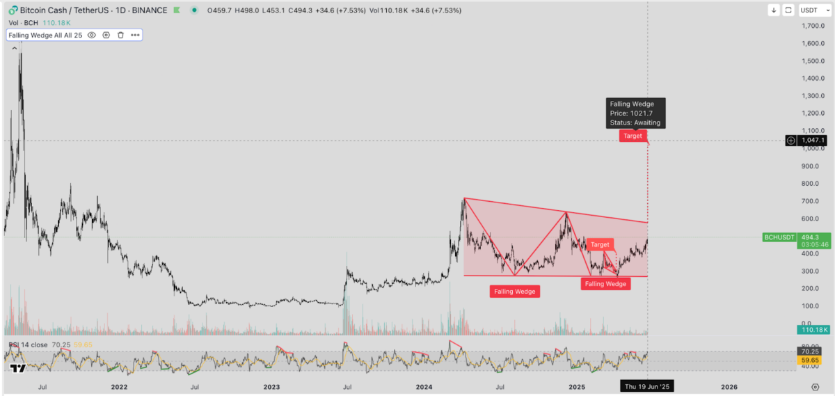 Bitcoin Cash Price Forecast | June 19, 2025 | Source: TradingView