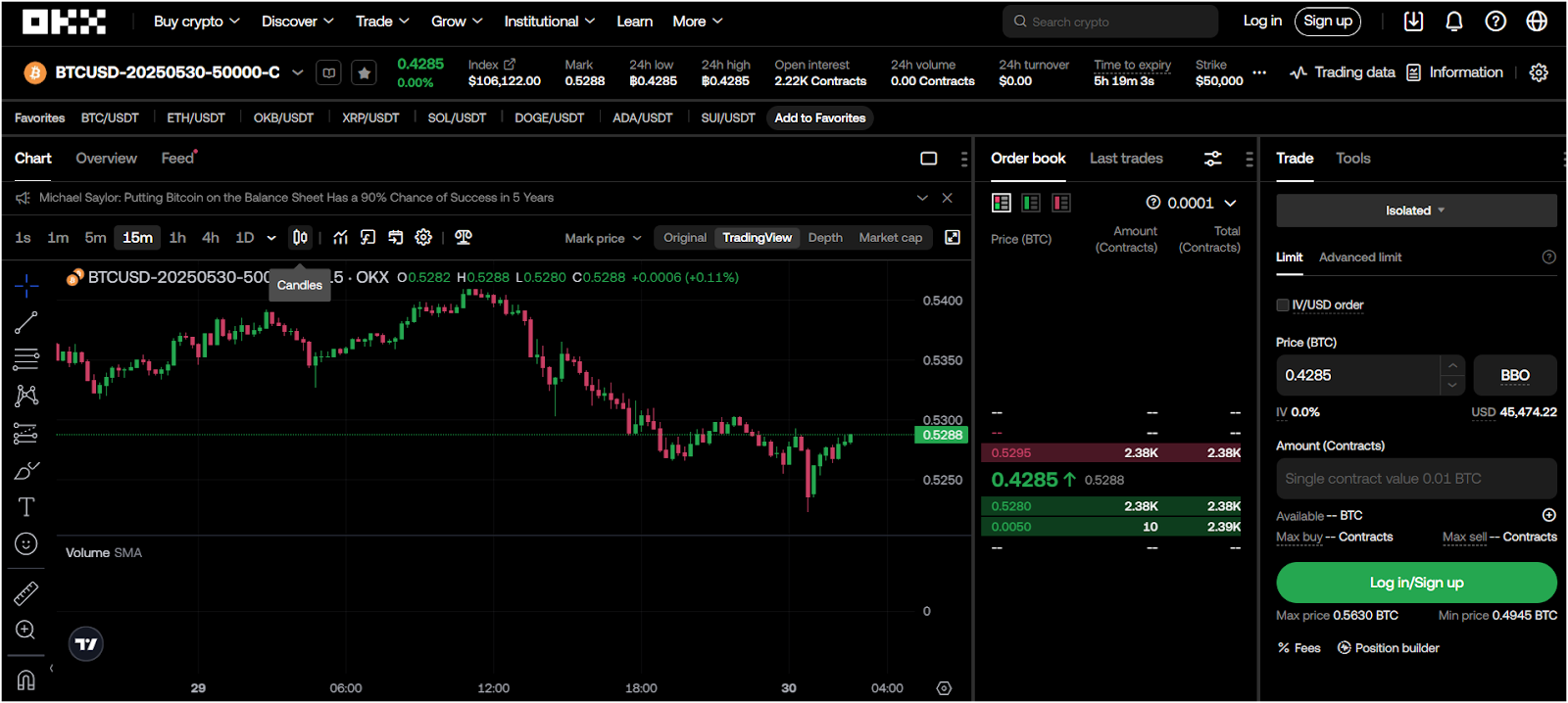 OKX: Best for beginners using the simple options interface