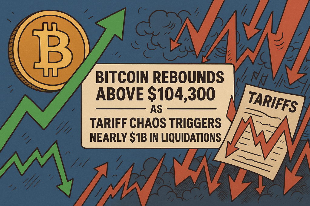Bitcoin Rebounds Above $104,300 as Tariff Chaos Triggers Nearly $1B in Liquidations