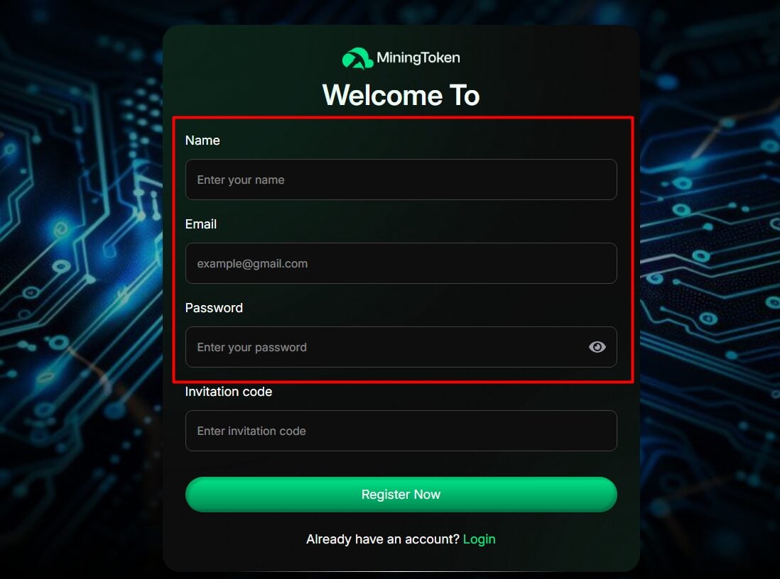 Enter a username (real name not required), your email, and set a password.