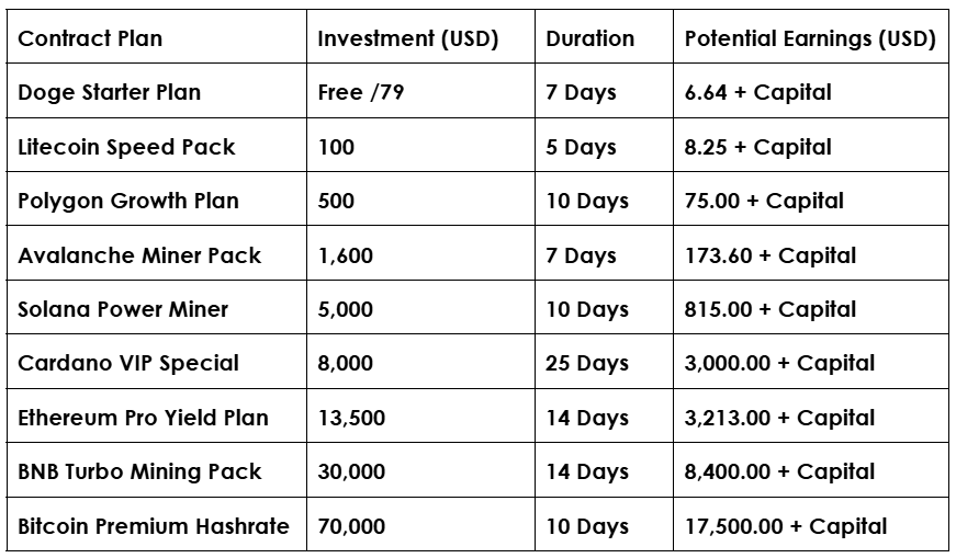 Pick a suitable plan from VNBTC’s diverse mining contracts: