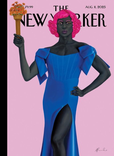 Amy Sherald's Trans Forming Liberty (2024) on the cover of the New Yorker, August 11, 2025, issue.