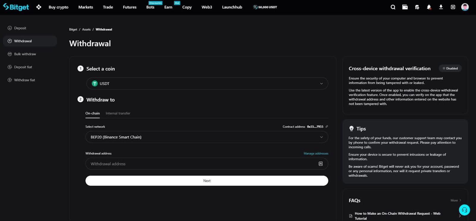 how-to-withdrawals-at-bitget