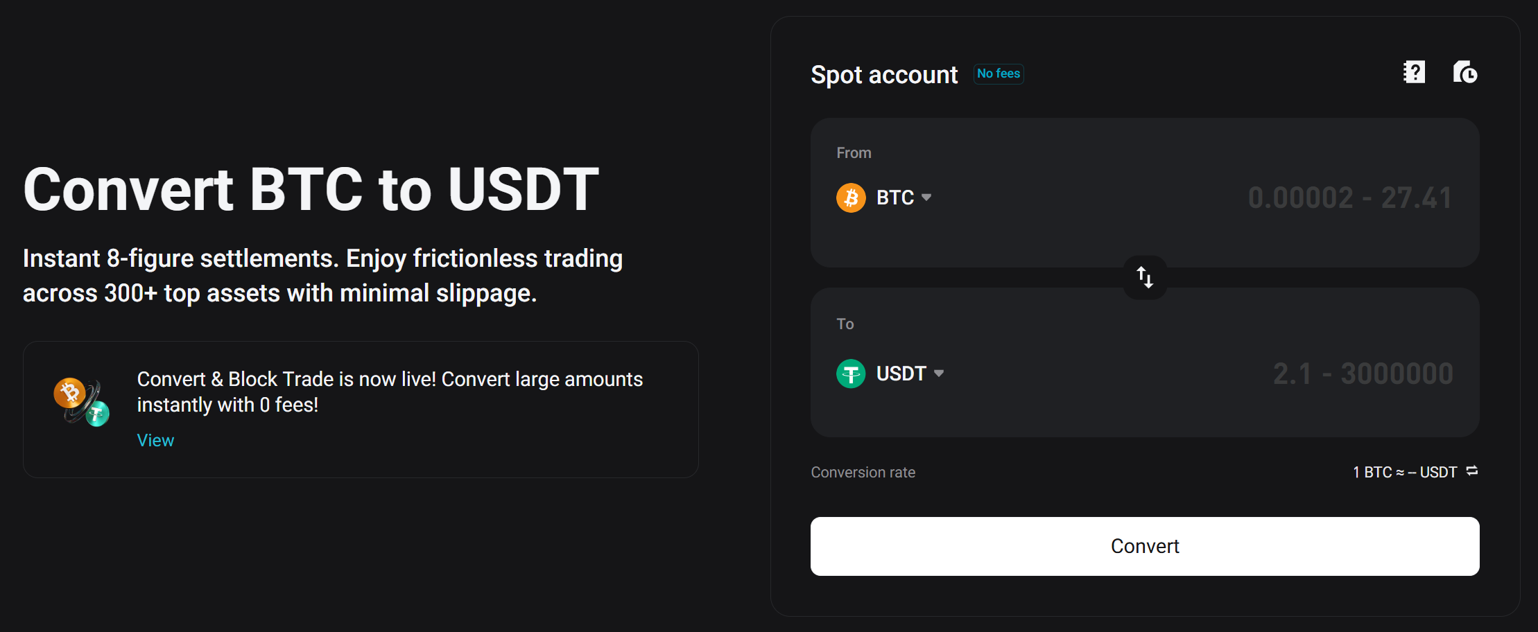 Bitget Convert and Block Trade
