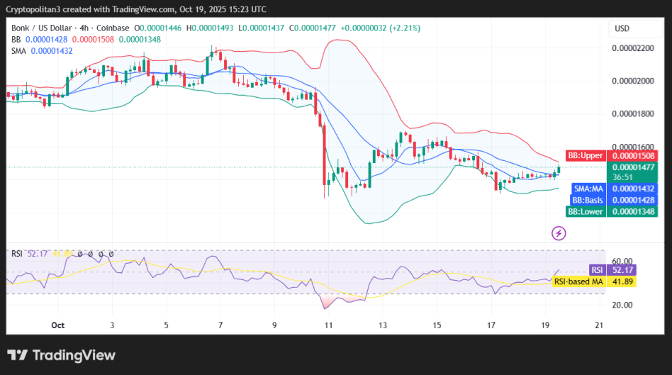 BONK/USD price chart.
