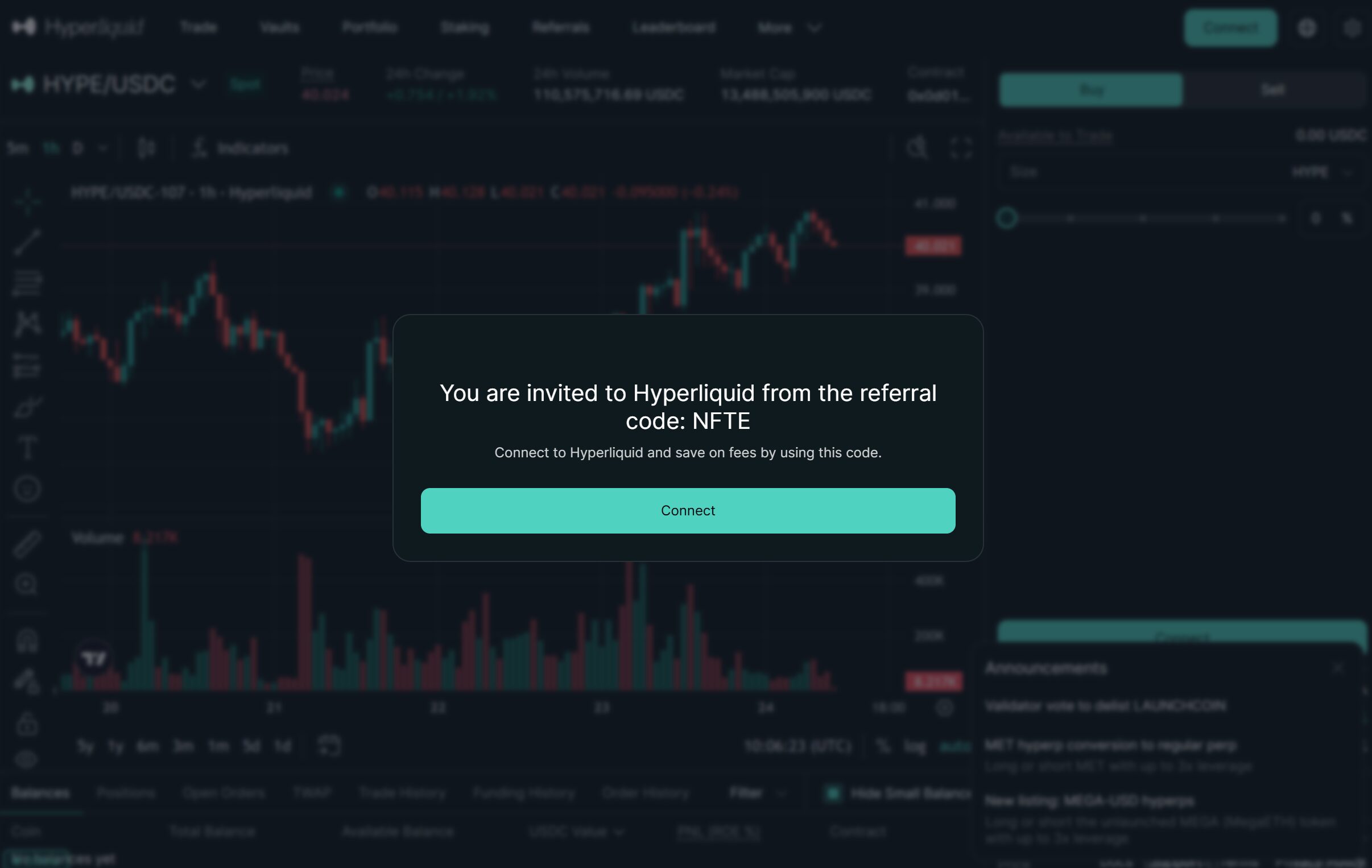 Visit Hyperliquid and Connect Your Wallet