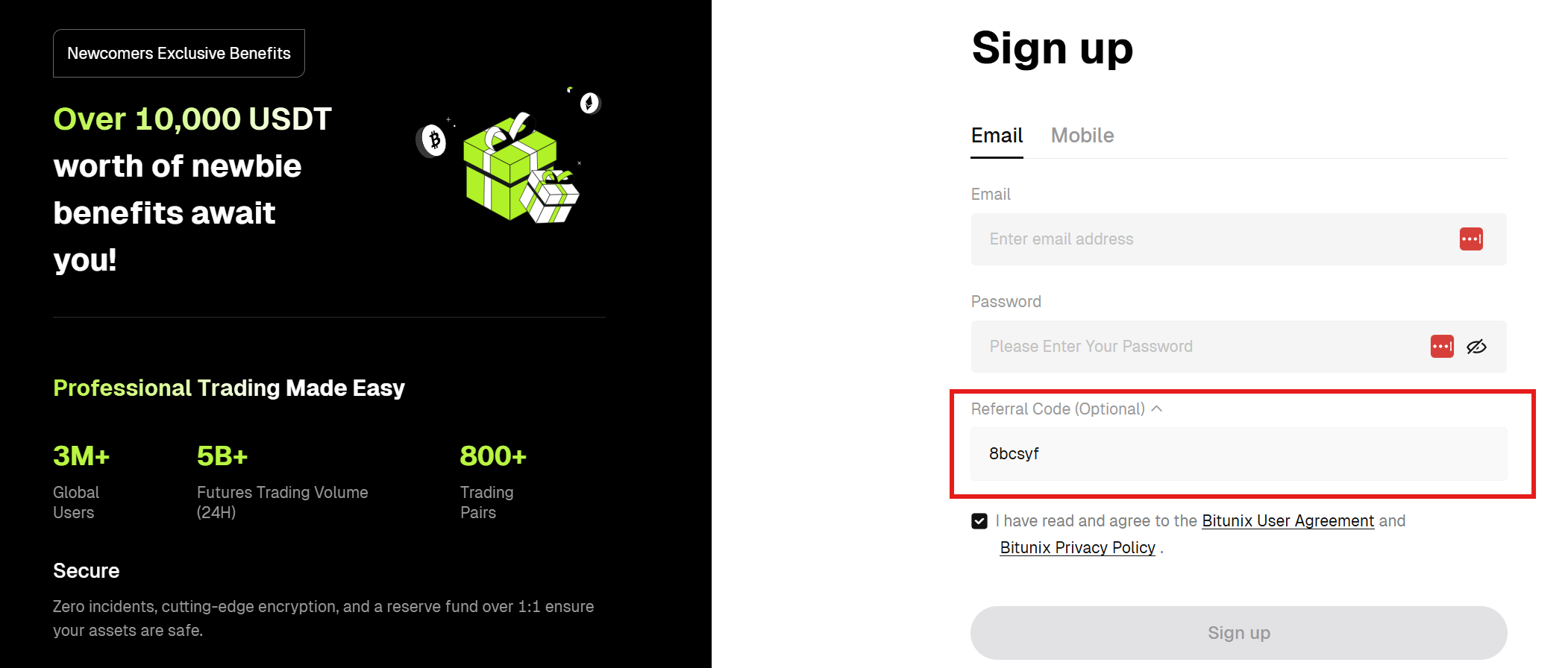 Create a Bitunix Account Using the Referral Link