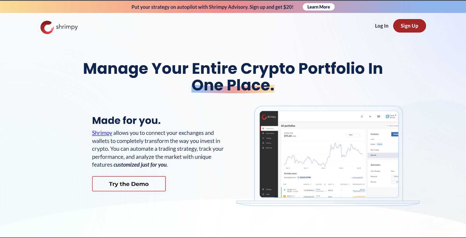 Shrimpy - Best for Long-Term Investors and Automated Portfolio Rebalancing