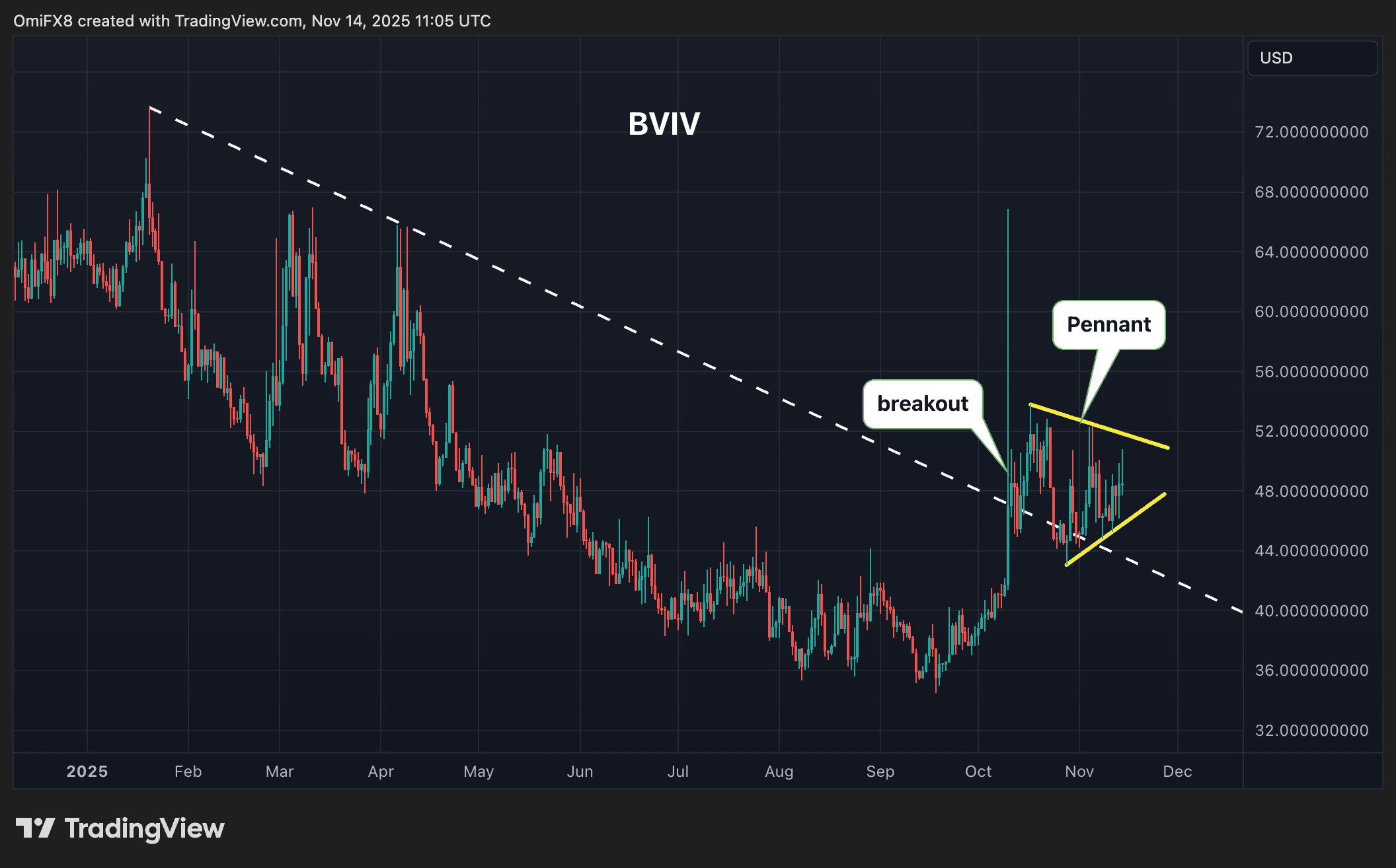 BVIV's daily chart in candlestick format. (TradingView)