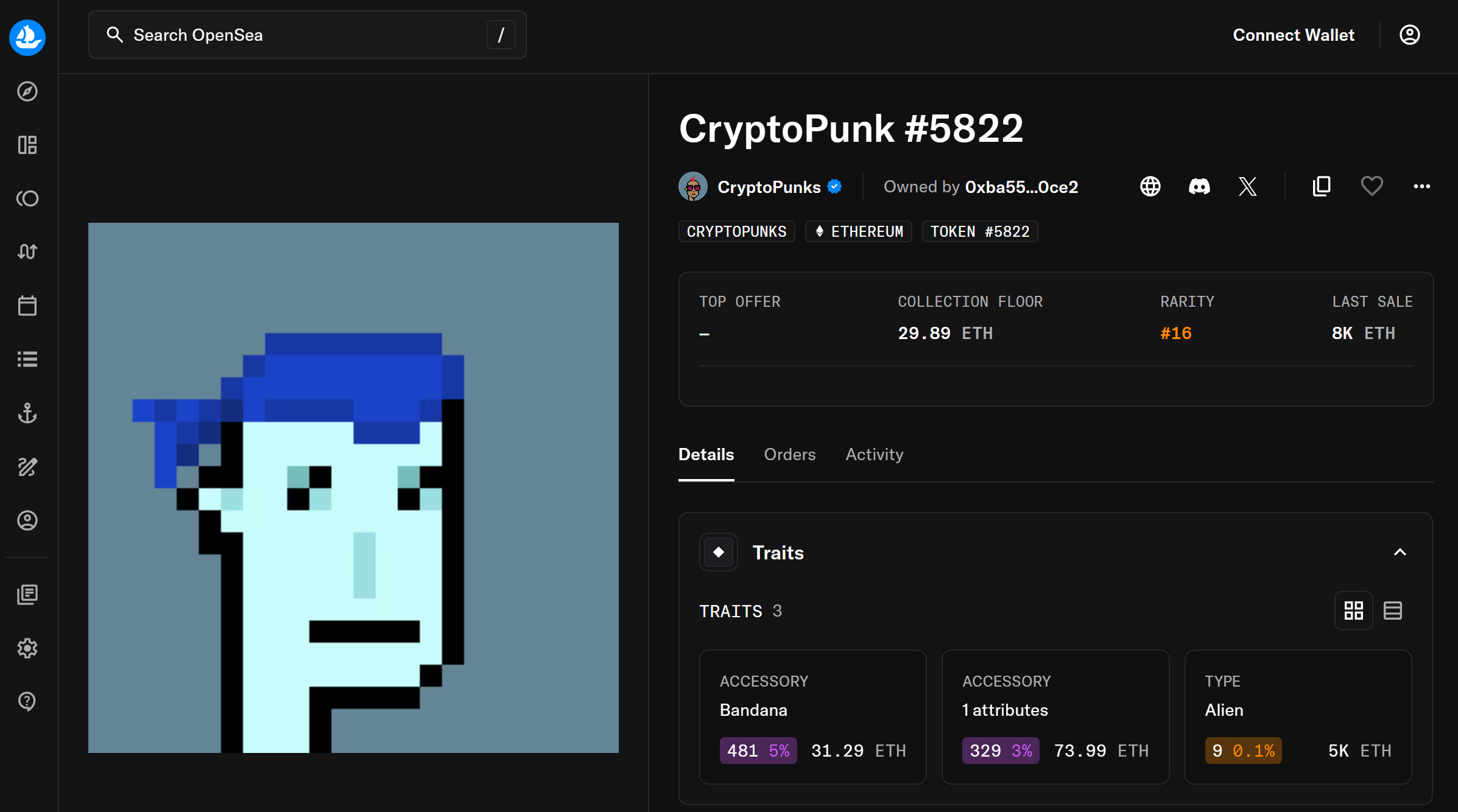 CryptoPunk #5822 – $23.7 Million