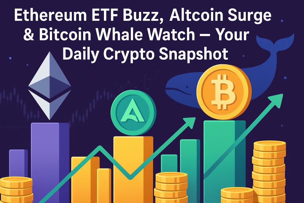 Ethereum ETF Buzz, Altcoin Surge & Bitcoin Whale Watch – Your Daily Crypto Snapshot