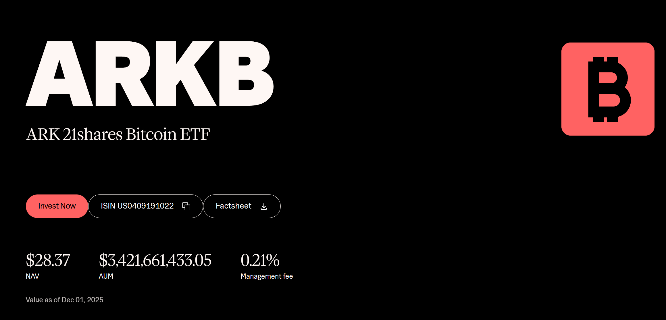 ARK 21Shares Bitcoin ETF (ARKB)