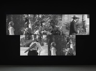 A five-screen video installation.