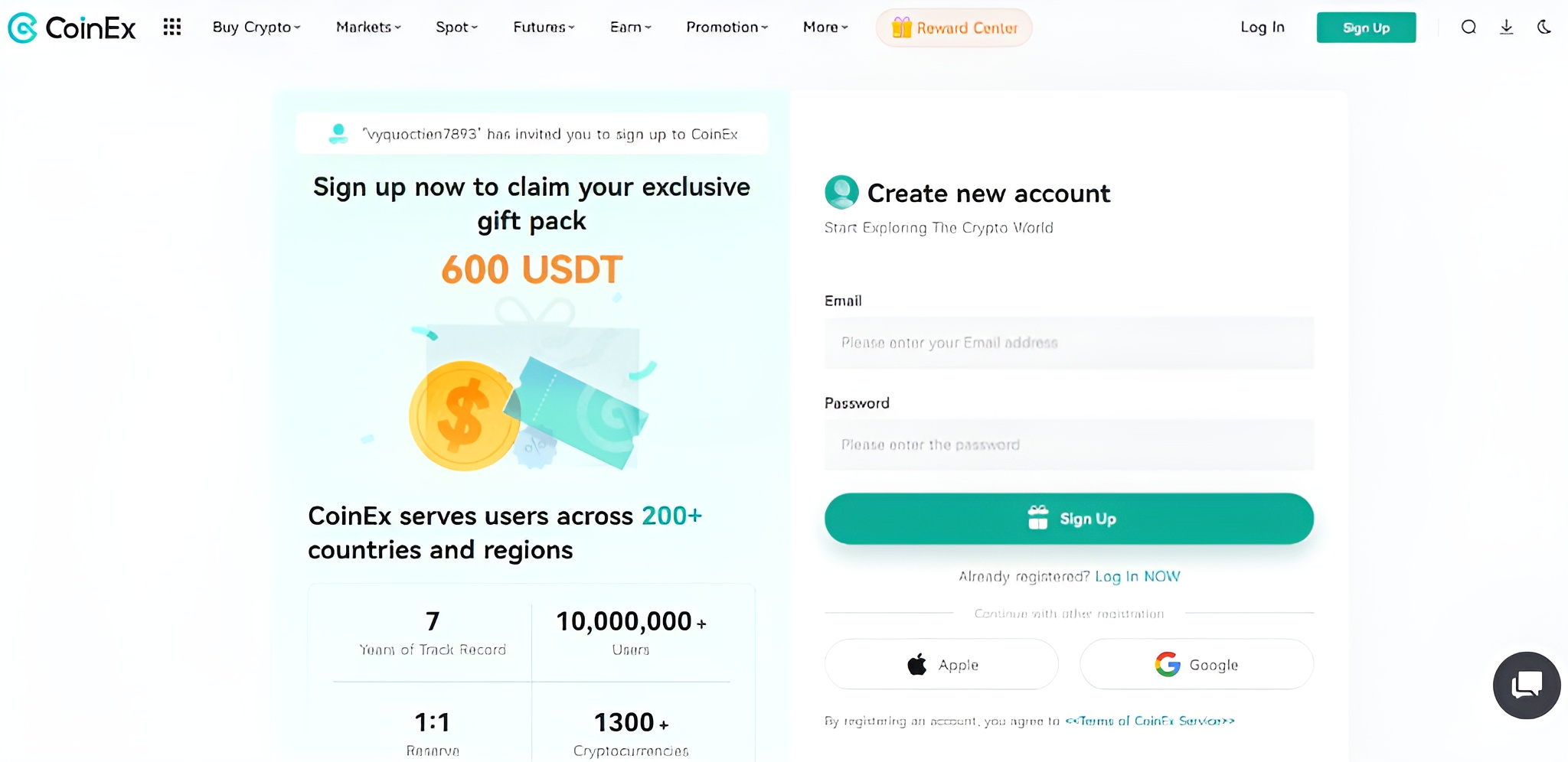 CoinEx - No KYC Crypto Exchange