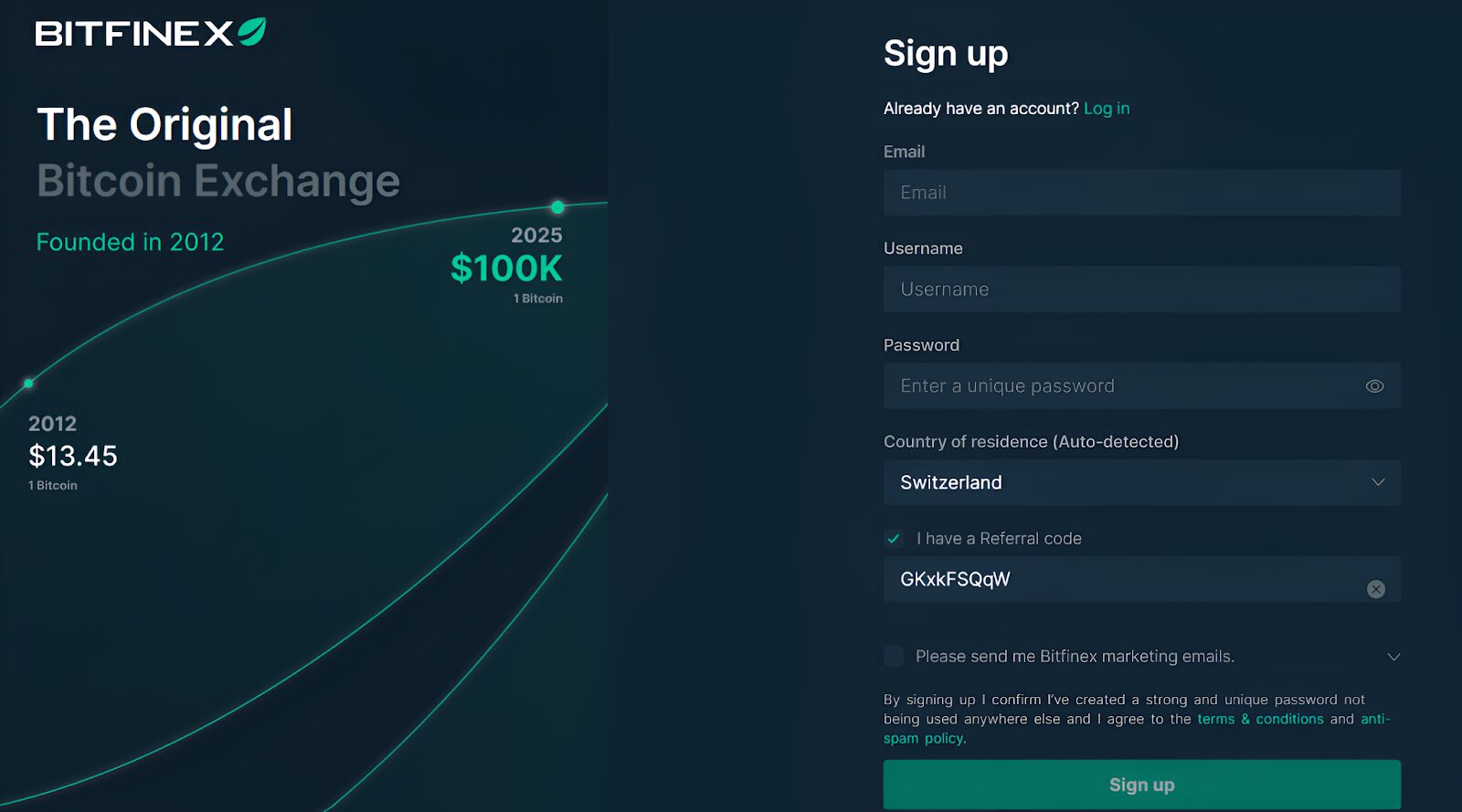 How to use the Bitfinex Referral Code?