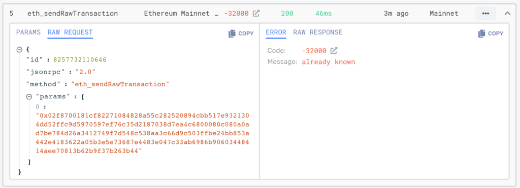 Example of messaging in an Ethereum transaction