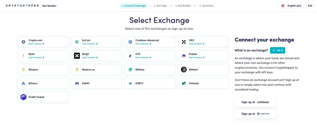 cryptohopper-select-exchange
