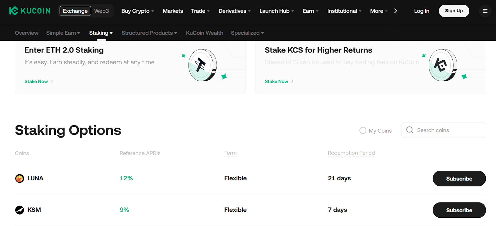 KuCoin Staking Platform