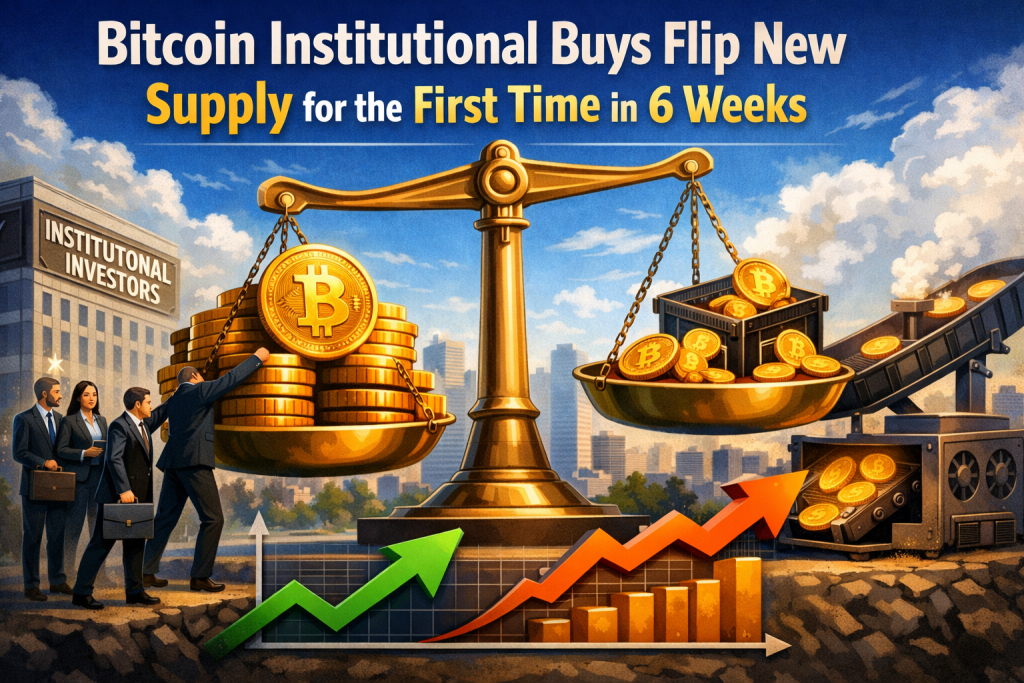 Bitcoin Institutional Buys Flip New Supply for the First Time in 6 Weeks