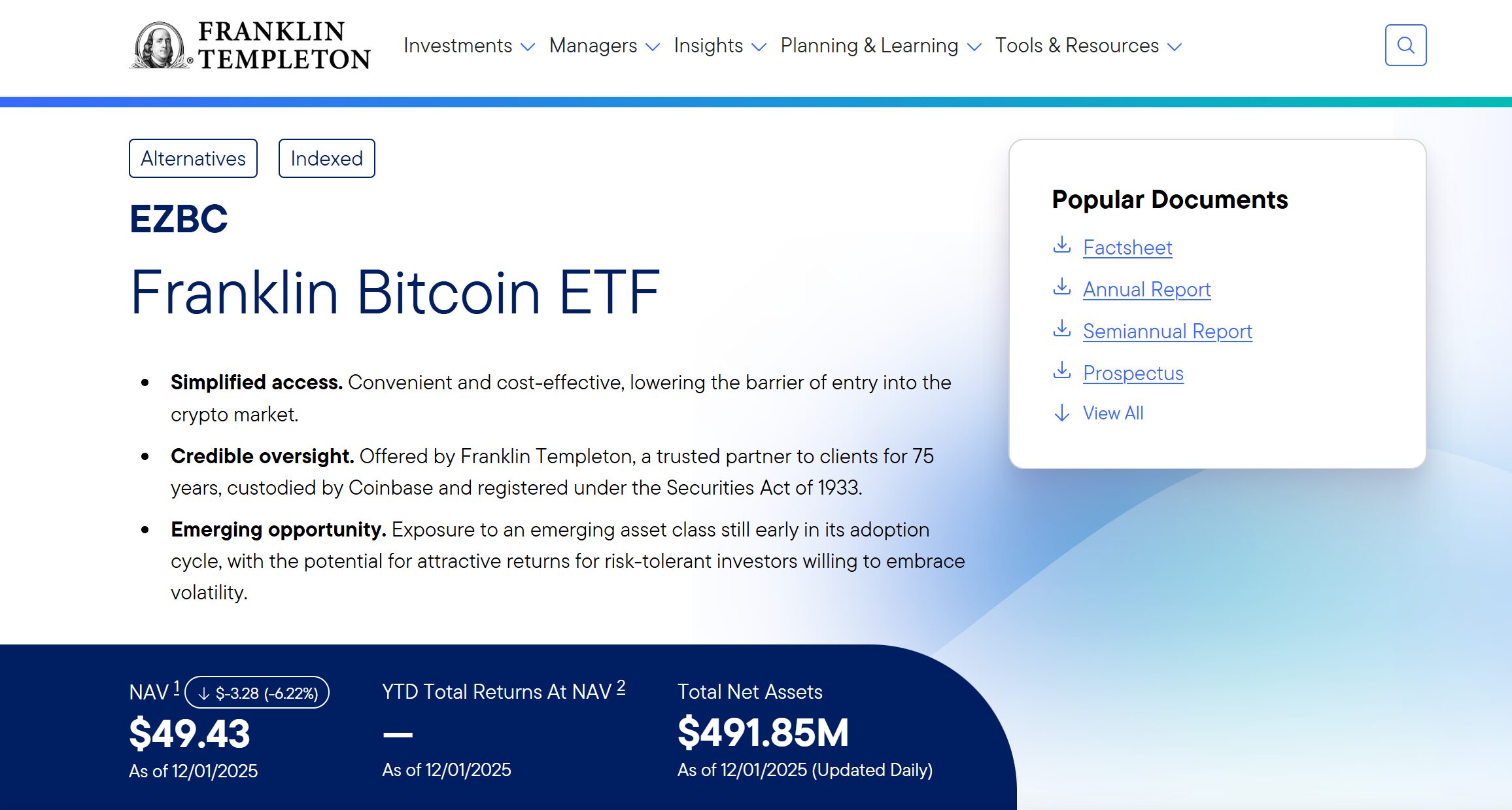 Franklin Bitcoin ETF (EZBC)