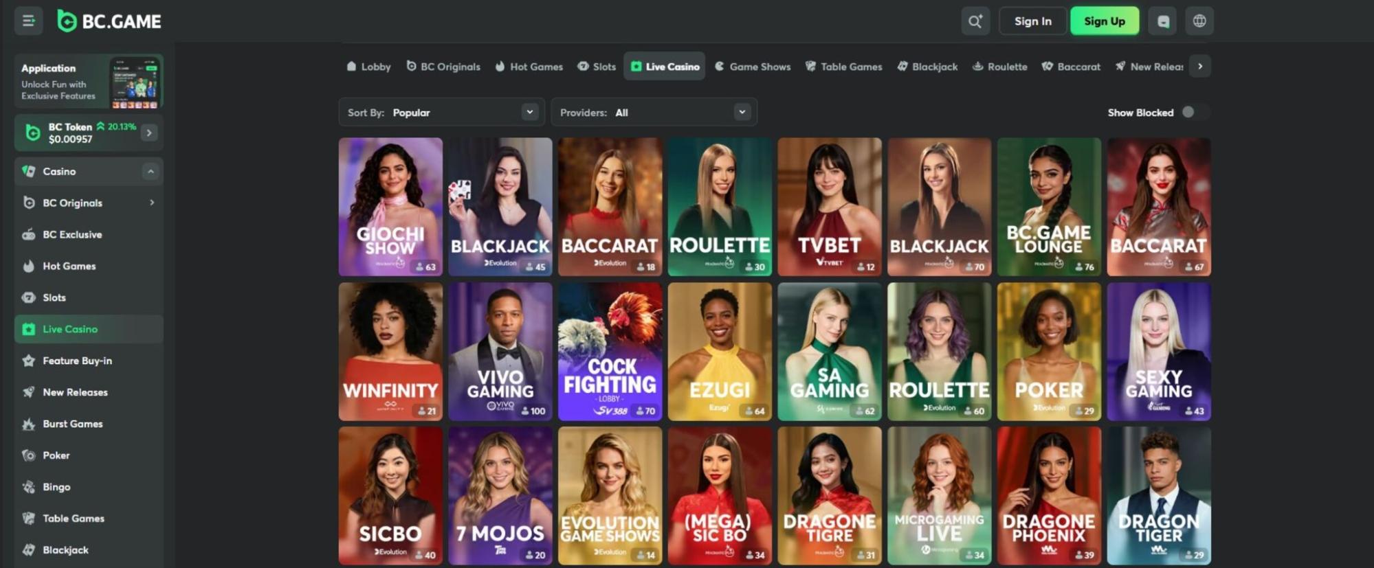 Live Casino and Casino slots