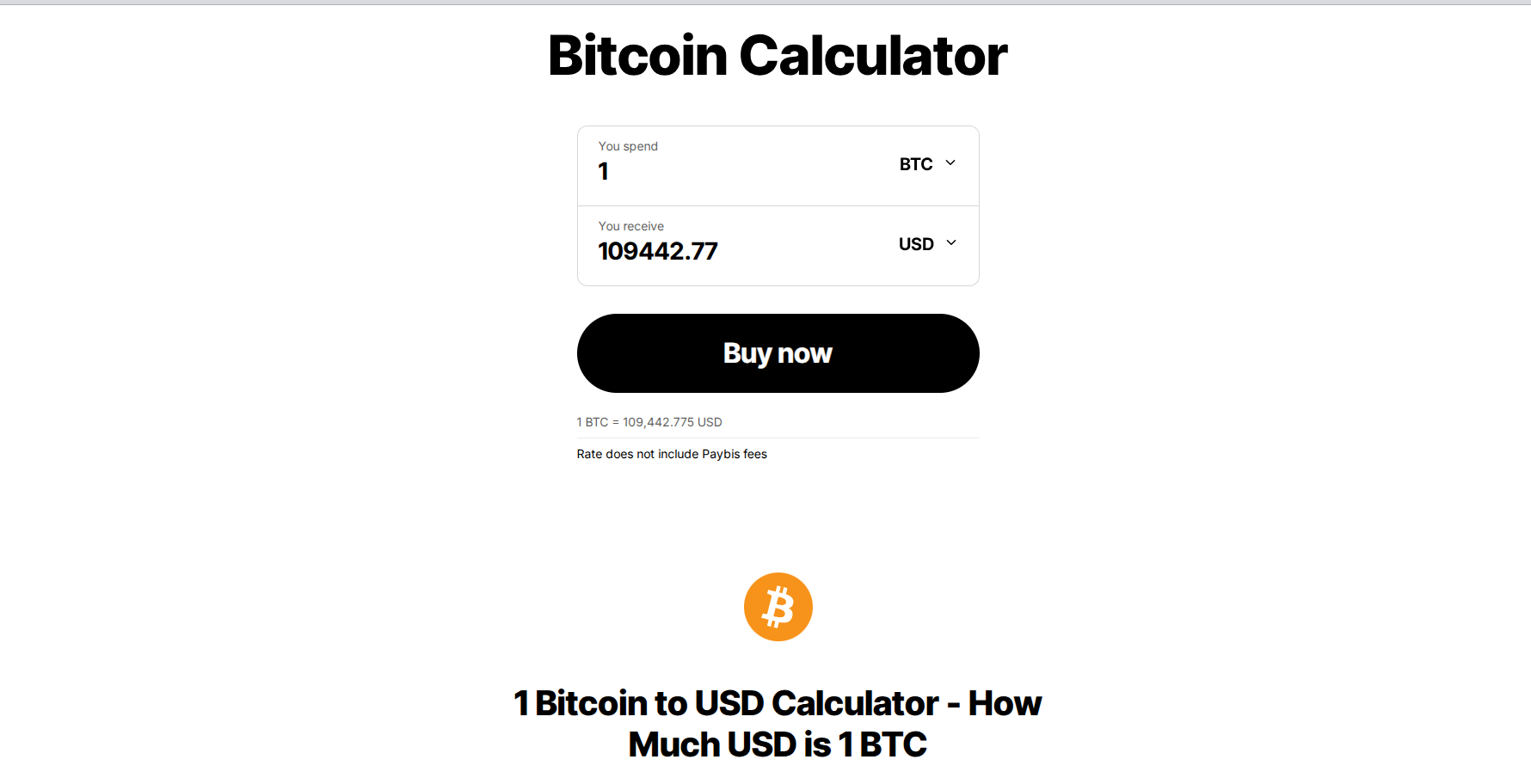 1. Go to the Paybis Bitcoin Calculator Page