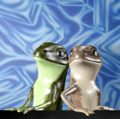 Two digitally rendered lizards.